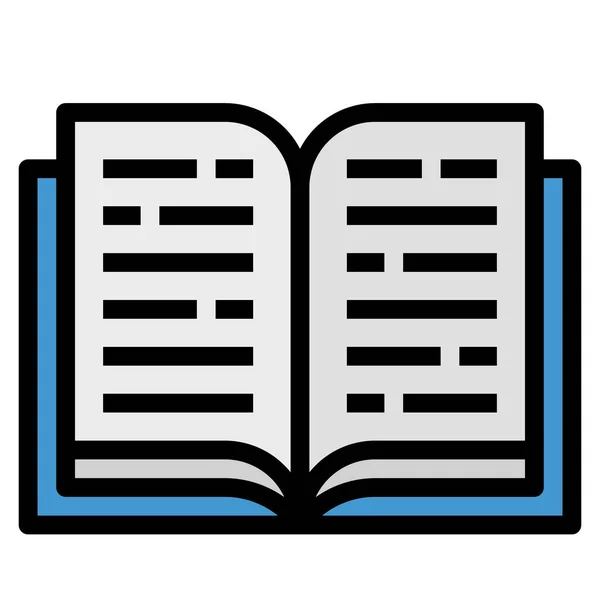 Βιβλίο Εκπαιδευτικό Εικονίδιο Βιβλιοθήκης Γεμάτο Στυλ Περίγραμμα — Διανυσματικό Αρχείο