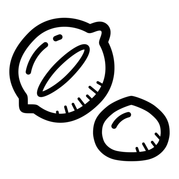 食品の健康的なマカダミアナッツのアイコン概要スタイル — ストックベクタ