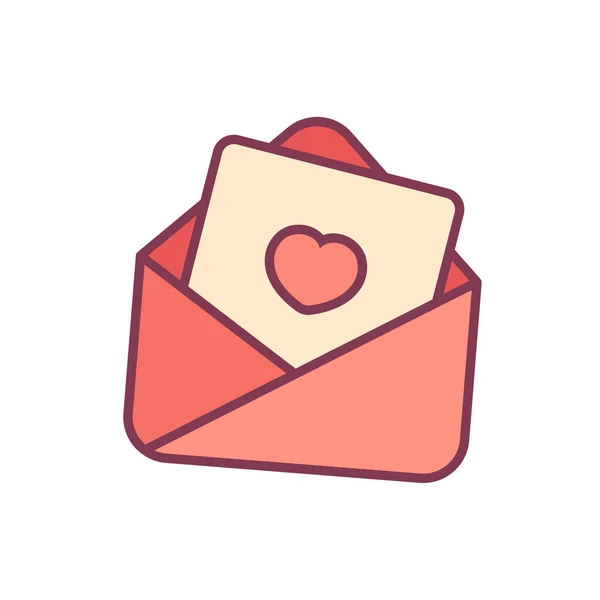 Email Heart Letter Icon Filled Outline Style — Stock Vector