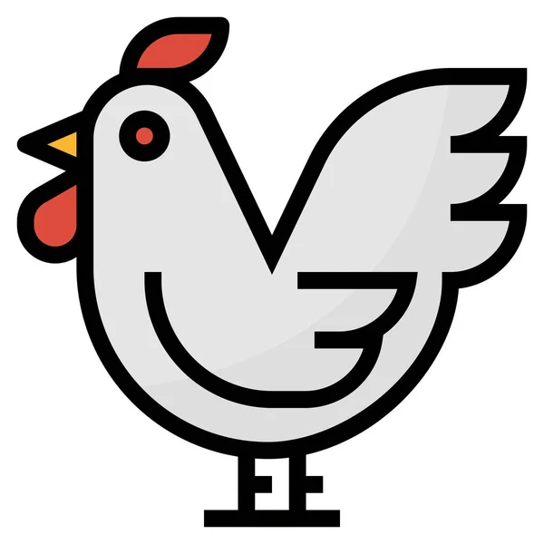 Animal Chicken Farm Icon Filled Outline Style — Stock Vector