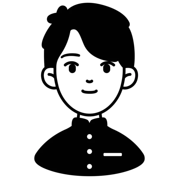 Avatar Chico Icono Gakuran Estilo Sólido — Vector de stock