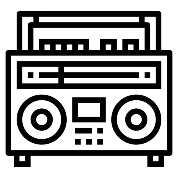 Noticias Radio Retro Icono Estilo Esquema — Vector de stock