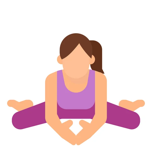 Fitness Yoga Diyet Kategorisinde Bhekasana Egzersiz Kurbağa Ikonu — Stok Vektör