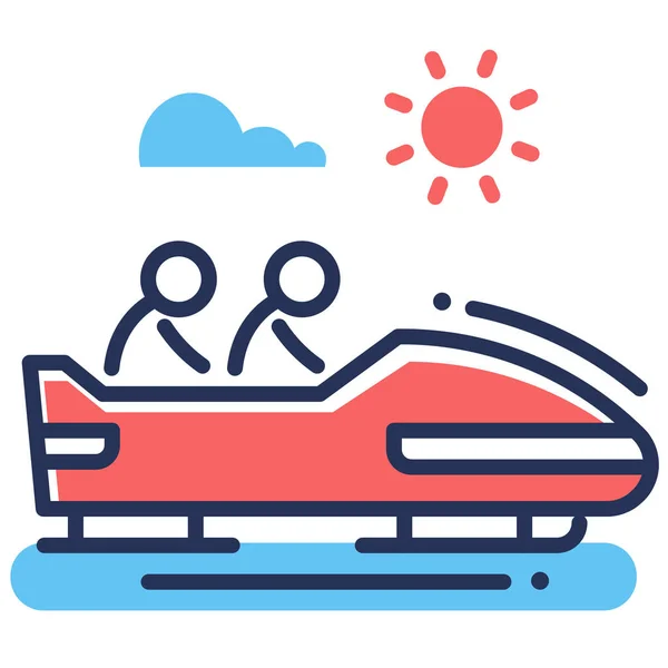 Bobsled Persons Sledding Icon Filled Outline Style — Stock Vector