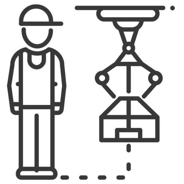 Иконка Заводского Промышленного Погрузчика Стиле Outline — стоковый вектор