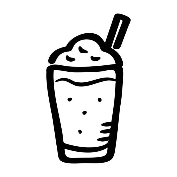 Frappuccino Beverage Mocha Icon Handdrawn Style — Stock Vector