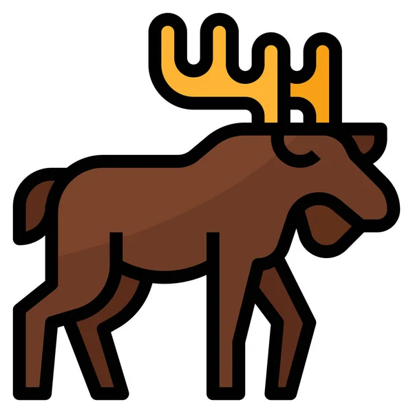 Animals Deer Moose Icon Filled Outline Style — Stock Vector