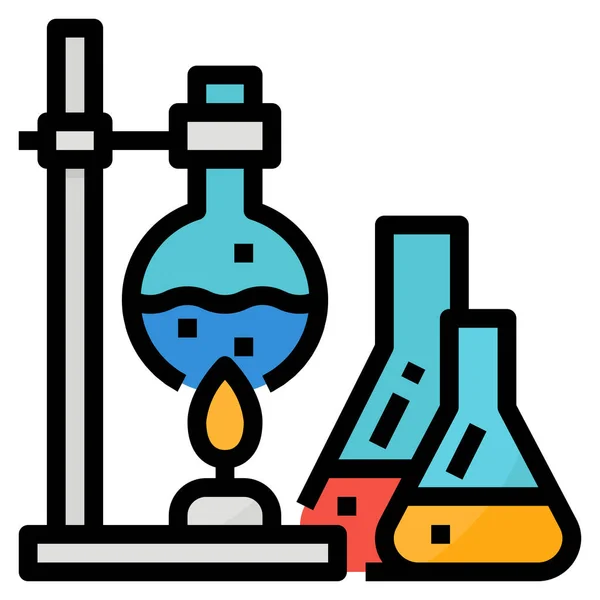 Química Esquema Rellenado Icono Educación Escuela Aprendizaje Estilo Esquema Rellenado — Vector de stock
