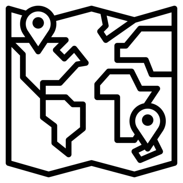 Ikona Mapy Umístění Směru Stylu Osnovy — Stockový vektor