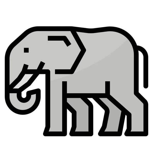 Animal Africano Elefante Icono Estilo Esquema Relleno — Vector de stock