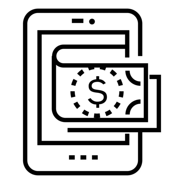 Appareil Mobile Banque Argent Icône Dans Style Outline — Image vectorielle