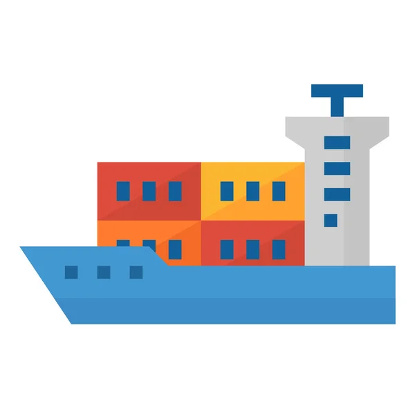 Icône Mer Logistique Fret Dans Style Plat — Image vectorielle