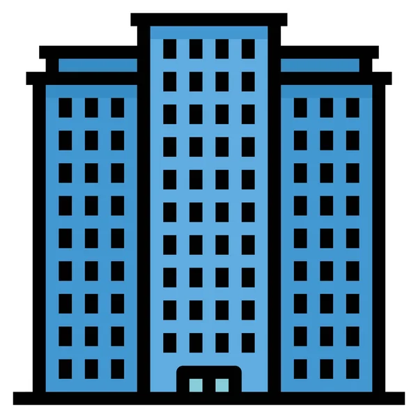 Ikona Budowy Budynku Architektury Stylu Wypełnionego Konturu — Wektor stockowy