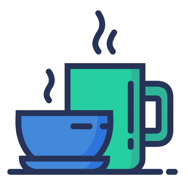 Romper Icono Taza Café Estilo Contorno Lleno — Vector de stock