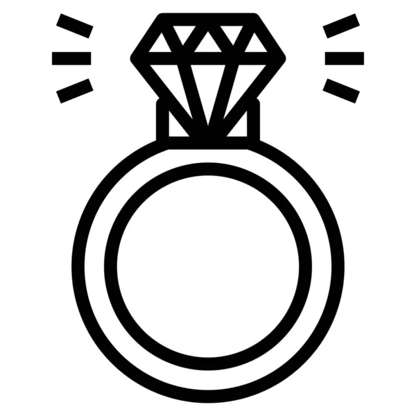 Diamant Fiançailles Icône Bijoux Dans Style Contour — Image vectorielle