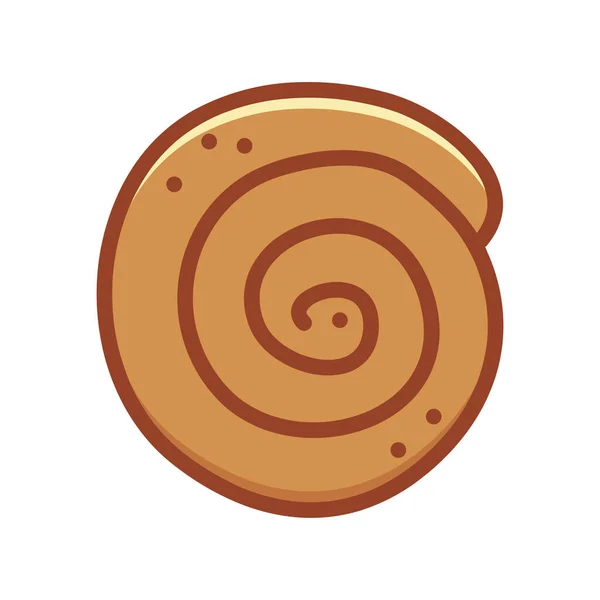 Panadería Canela Rollo Garabato Icono Estilo Contorno Relleno — Vector de stock