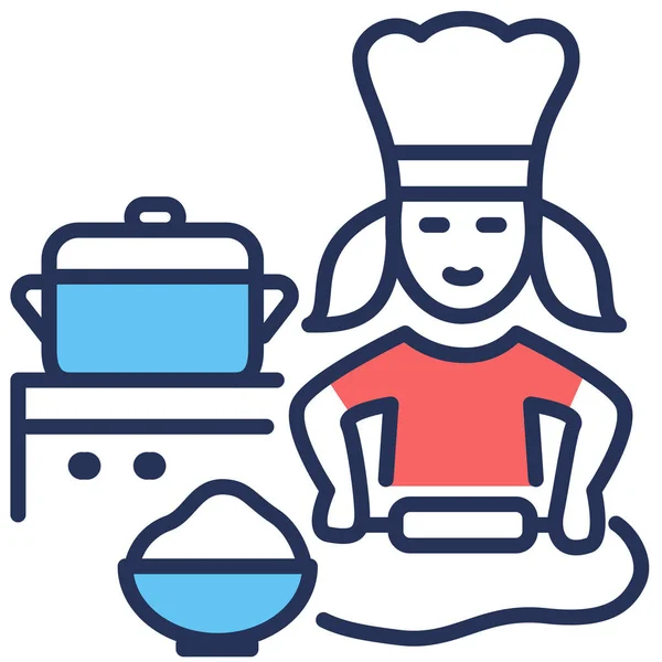 Cooking Girl Kid Icon — Stock Vector