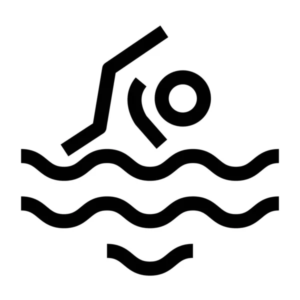 Icône Natation Sportive Mer Dans Style Outline — Image vectorielle