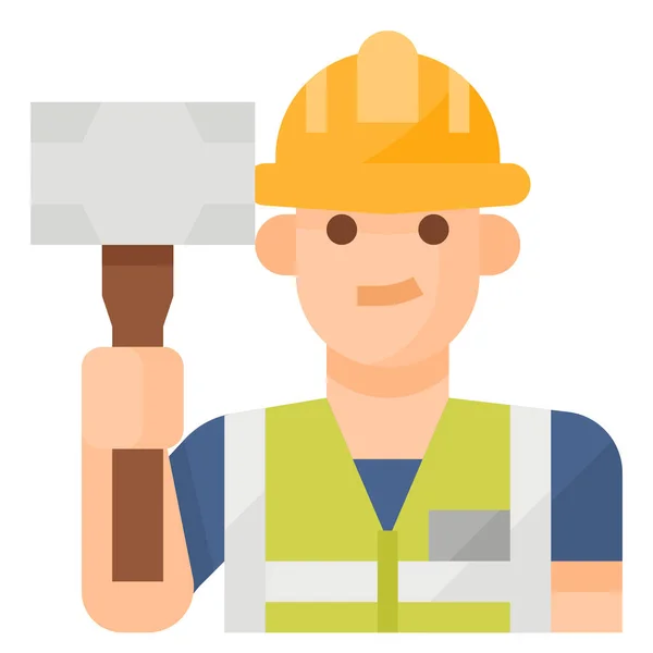 Avatar Labor Laborer Icon Flat Style — Stock Vector