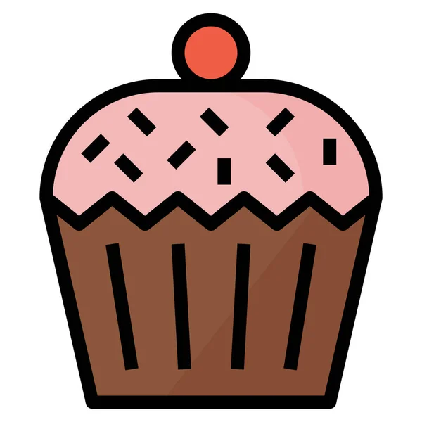 Bakery Cake Cup Icon Filled Outline Style — Stock Vector