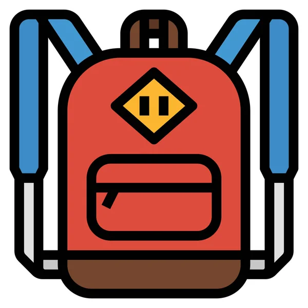 Bolso Paquete Escuela Icono Estilo Contorno Lleno — Vector de stock