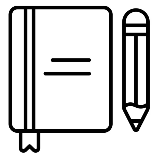 Diario Cuaderno Lápiz Icono — Vector de stock