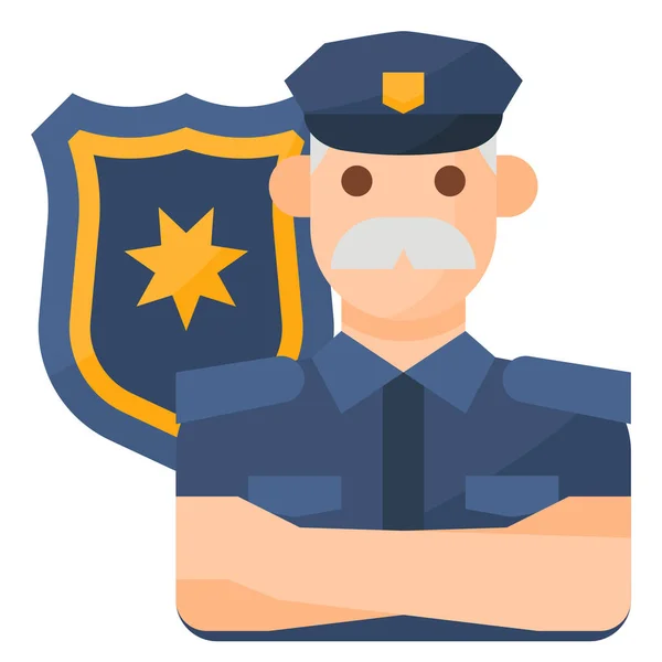 Avatar Occupation Police Icon Flat Style — Stock Vector