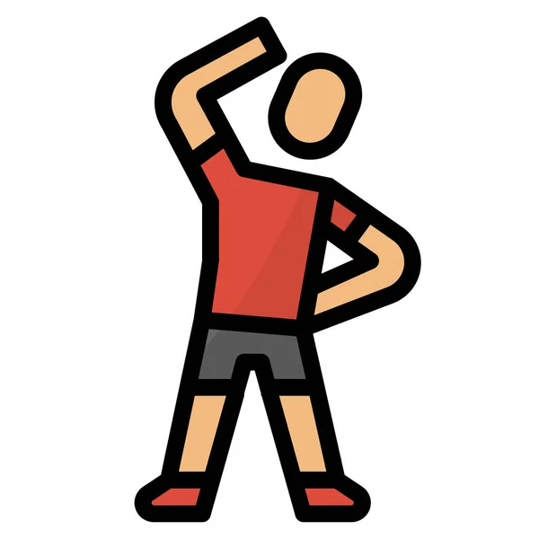 Exercice Fitness Humanpictos Icône Dans Style Contour Rempli — Image vectorielle