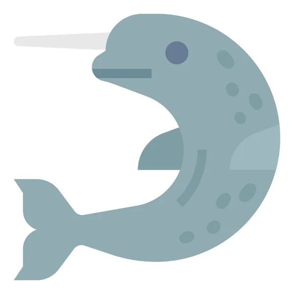 Mammals Aquatic Narwhal Icon — ストックベクタ