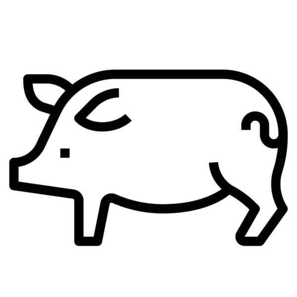 Animals Farm Pig Icon Outline Style — Stock Vector