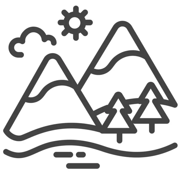 Alpes Austrië Landschap Icoon Contouren Stijl — Stockvector