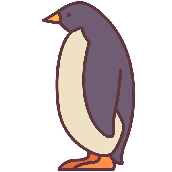 Ikona Zvířecího Arktického Ptáka Stylu Vyplněného Obrysu — Stockový vektor