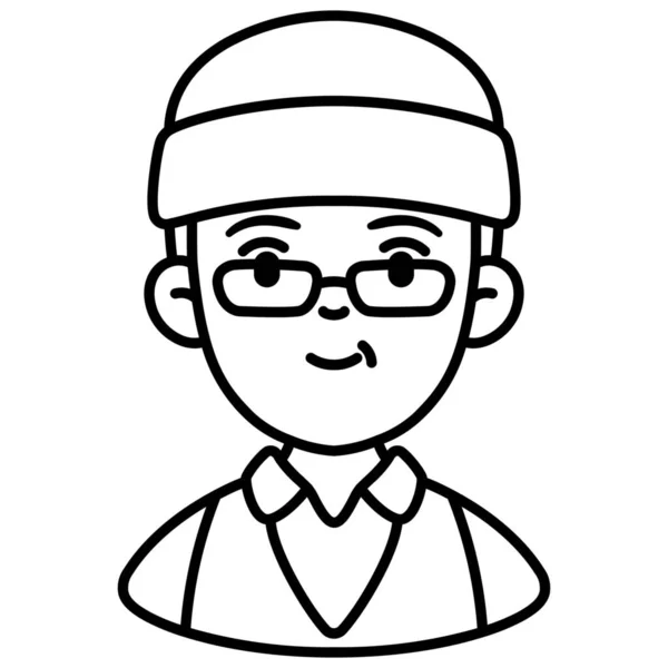 Avatar Hombre Edad Avanzada Icono Estilo Esquema — Vector de stock