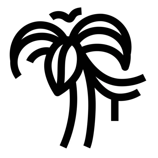 Forêt Jungle Palmier Icône Dans Style Contour — Image vectorielle