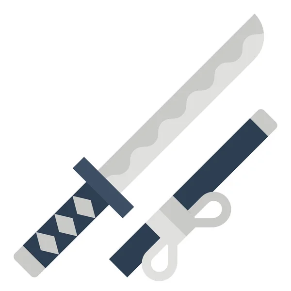 Icono Espada Katana Japonesa Estilo Plano — Vector de stock