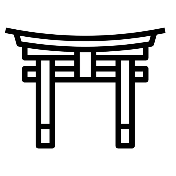 Itsukushima Japan Wahrzeichen Ikone Umrissstil — Stockvektor