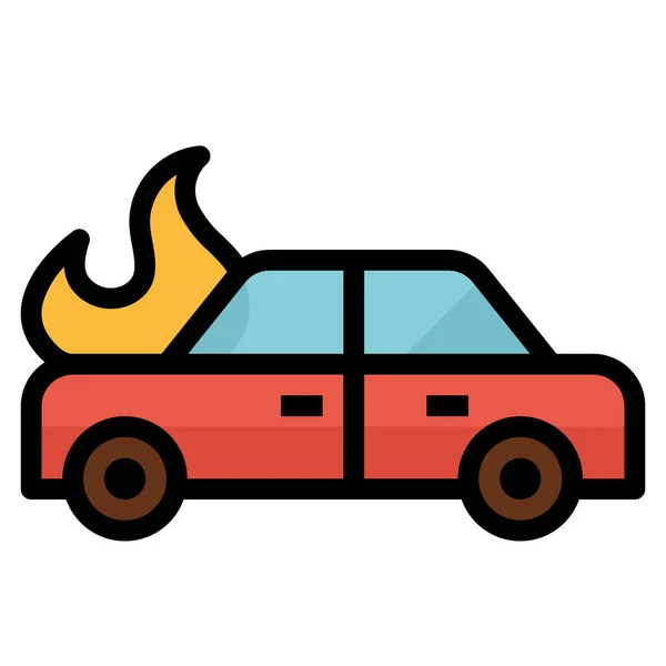 Car Coverage Fire Icon Filled Outline Style — Stock Vector