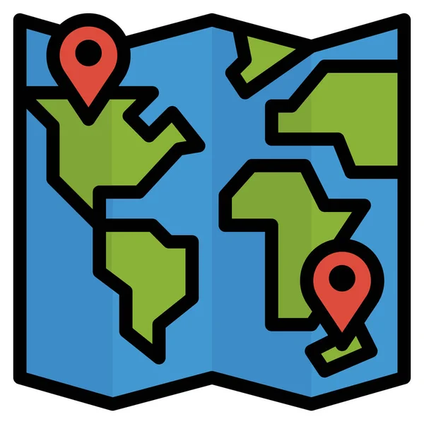 Иконка Карты Местоположения Стиле Заполненного Контура — стоковый вектор