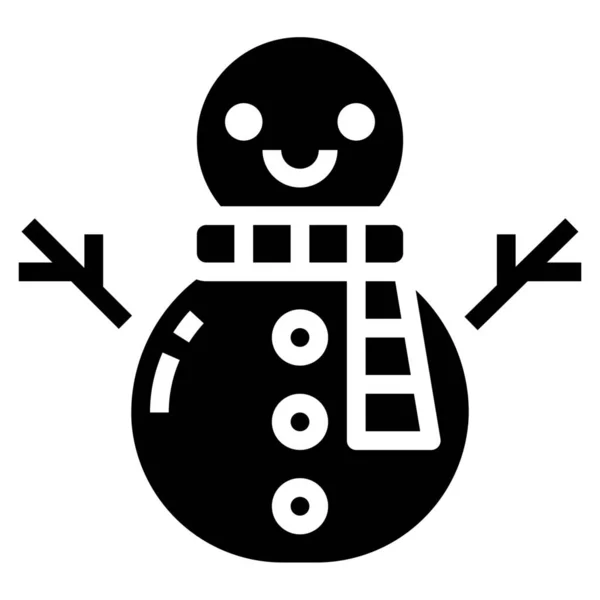 Neige Noël Icône Bonhomme Neige Dans Style Solide — Image vectorielle