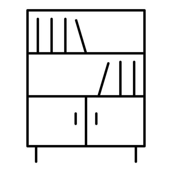 Books Bookshelf Cupboard Icon Outline Style — Stock Vector