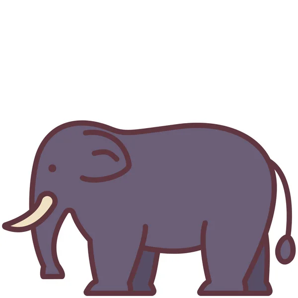 Animal Criatura Elefante Icono Estilo Contorno Lleno — Vector de stock