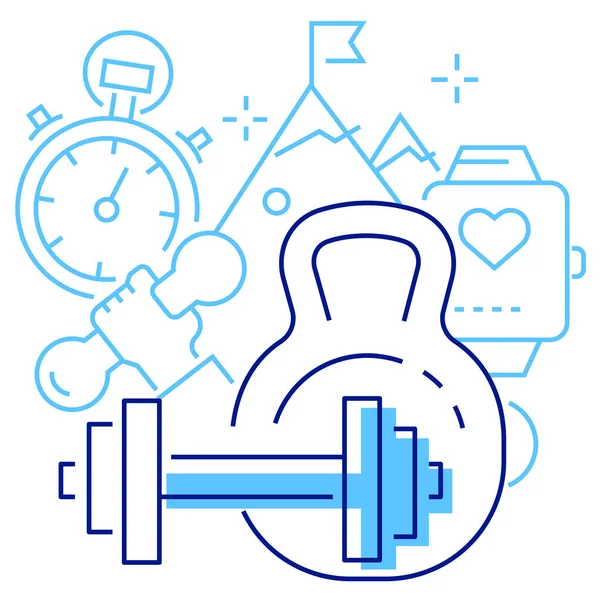 Fitness Súlyemelés Ikon Gyakorlása Kitöltött Körvonalas Stílusban — Stock Vector