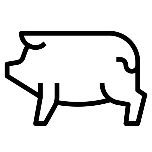 Animals Farm Pig Icon Outline Style — Stock Vector