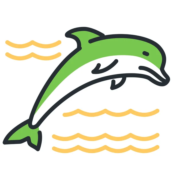 Djur Delfin Hoppa Ikon — Stock vektor