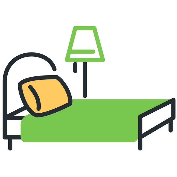 Cama Hotel Resto Icono — Vector de stock