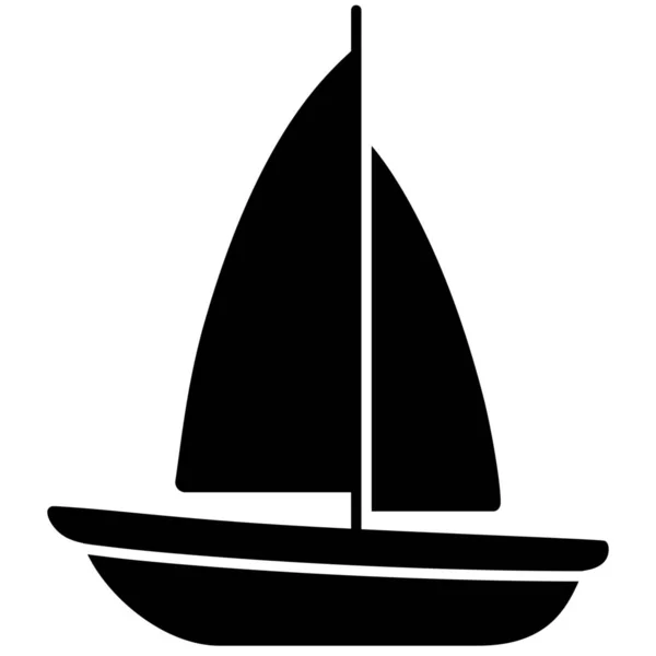 ソリッドスタイルでボート帆船のアイコン — ストックベクタ