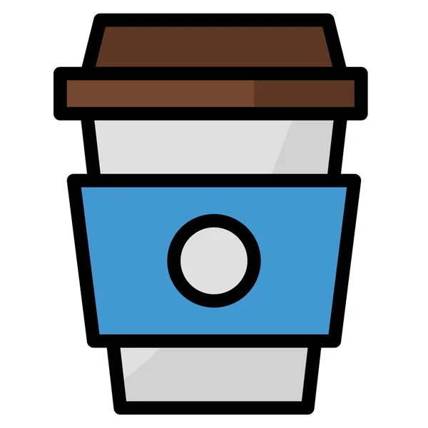 Cafe Koffie Warm Pictogram Gevulde Omtrek Stijl — Stockvector