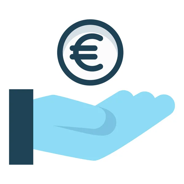 Készpénz Adomány Euro Ikon Lapos Stílusban — Stock Vector
