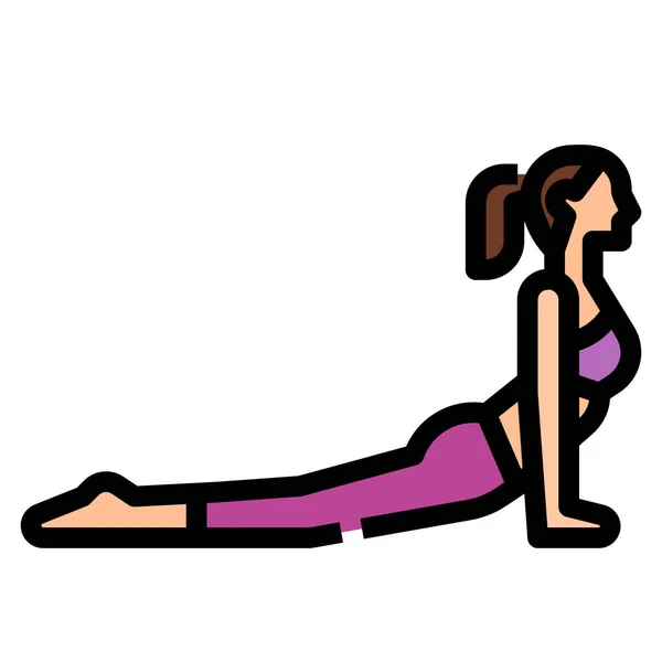 Icône Exercice Cobra Bhujangasana Dans Catégorie Fitness Yoga Alimentation — Image vectorielle