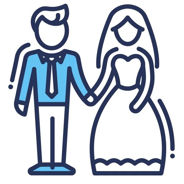 Braut Bräutigam Ehe Ikone Ausgefüllten Outline Stil — Stockvektor